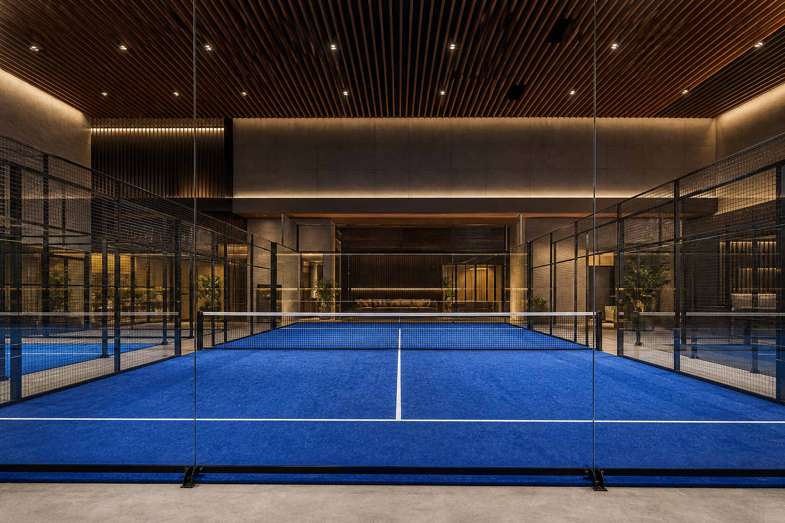 Modern panoramic padel court