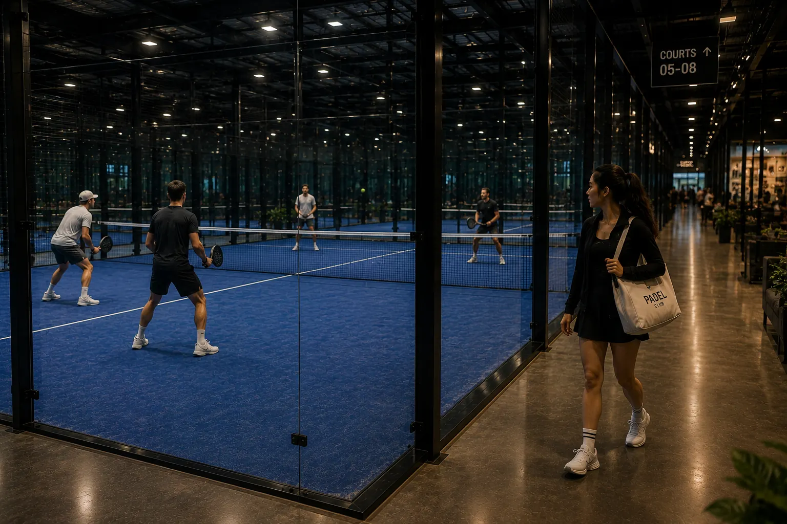 A player walking into a club alone, group already on court — the emotional starting point of this page.